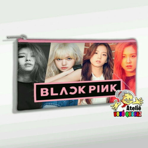 Necessaire Estojo Personalizada Slim Black Pink