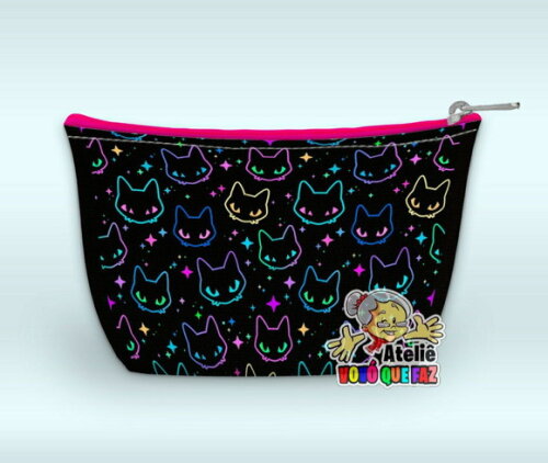 Necessaire Personalizada Gatinho Neon