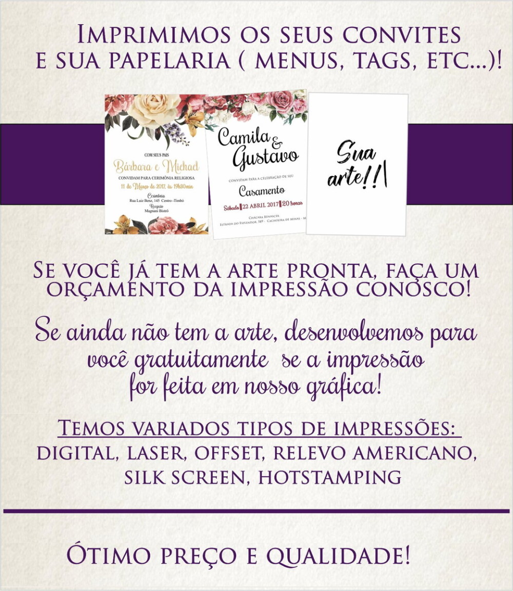 Impressão para convites