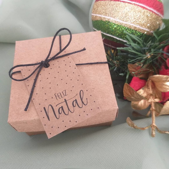 Caixinha Kraft com Tag Natal