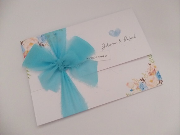Convite Casamento com Fita Rustica