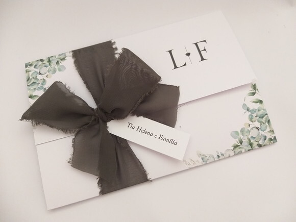 Convite Casamento com Fita Rustica