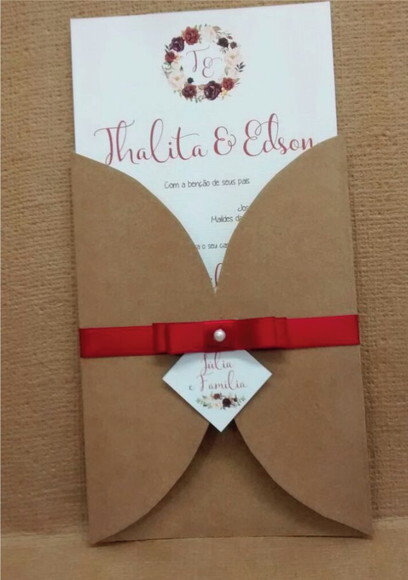 Convite Casamento Marsala Floral