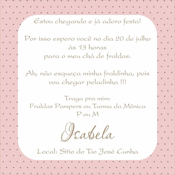 Convite Chá de Fraldas