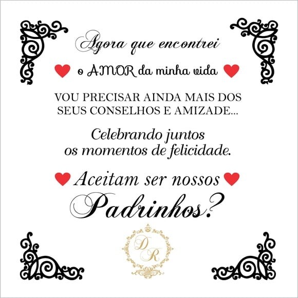 Mensagem Padrinhos 14x14 cm
