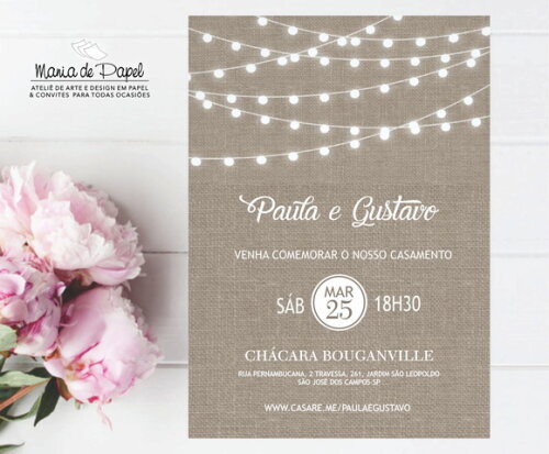 Arte Digital Convite Casamento - Luzes