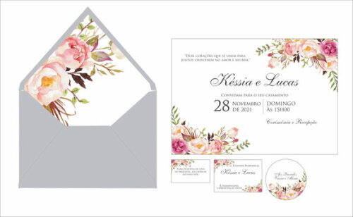 Convite Casamento envelope bico