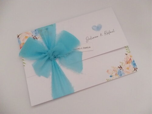 Convite Casamento com Fita Rustica