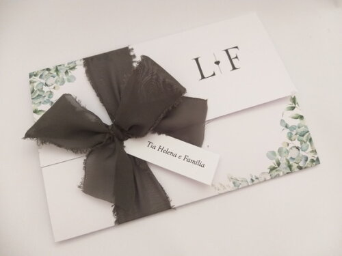 Convite Casamento com Fita Rustica