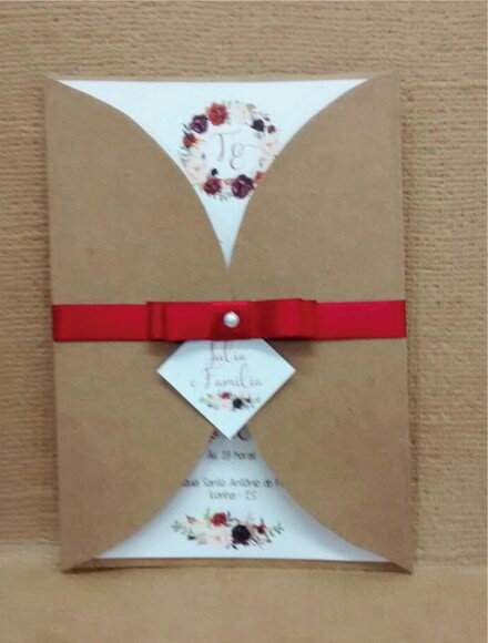 Convite Casamento Marsala Floral