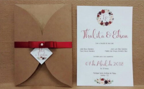 Convite Casamento Marsala Floral