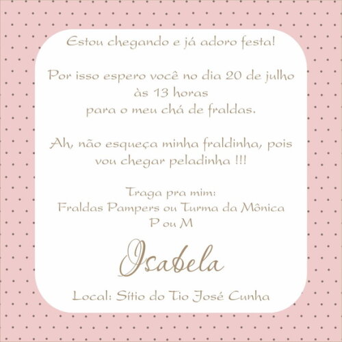 Convite Chá de Fraldas