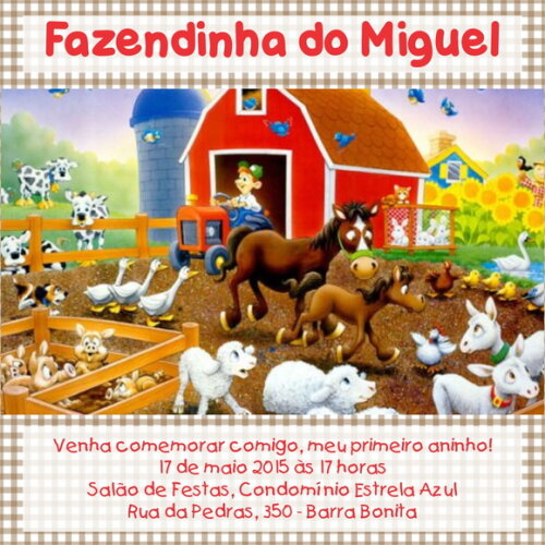 Convite Digital Fazendinha marrom