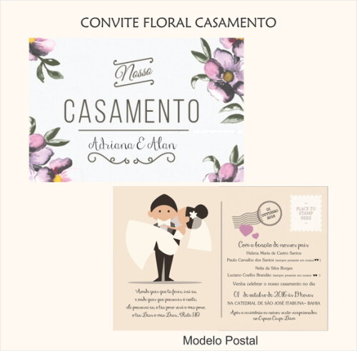 Convite Digital Casamento modelo Postal