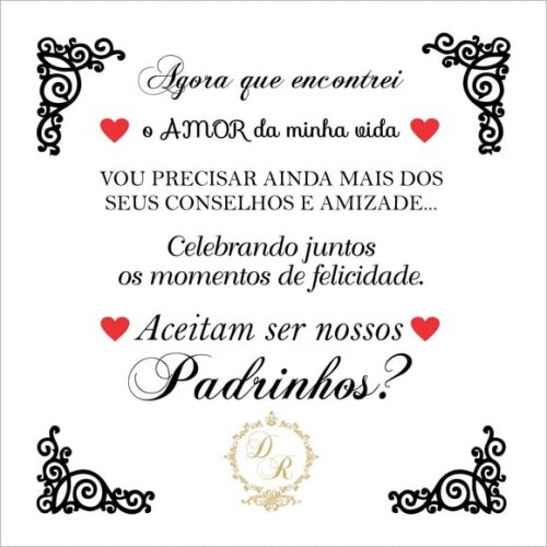 Mensagem Padrinhos 14x14 cm