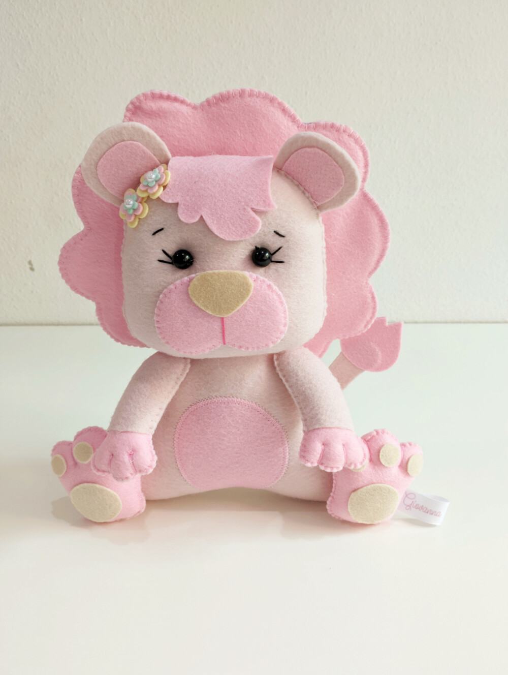 Centro de mesa Safári Rosa Baby em feltro