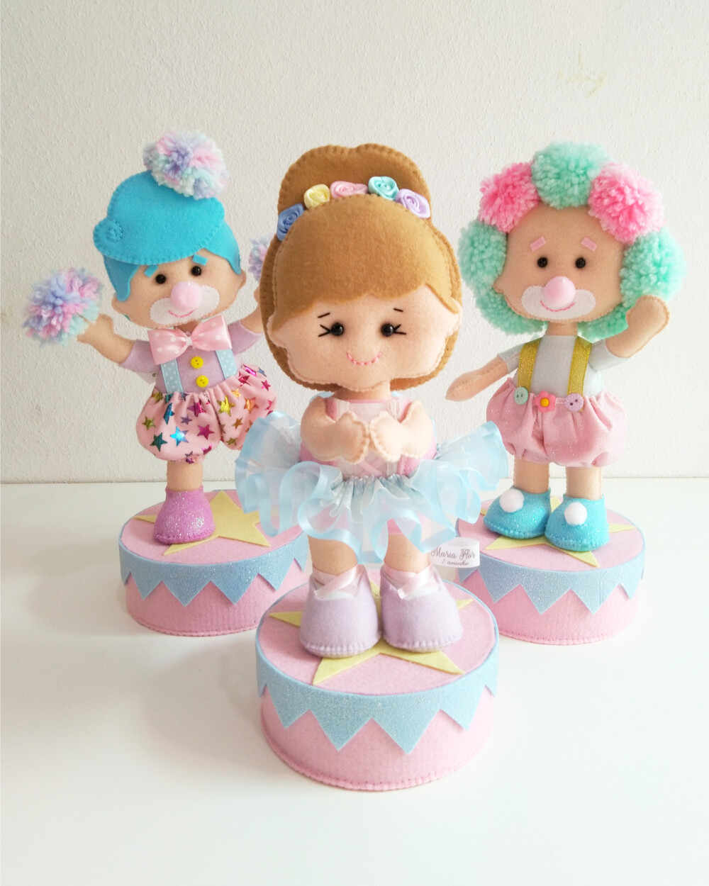 Centro de mesa Circo baby rosa em feltro