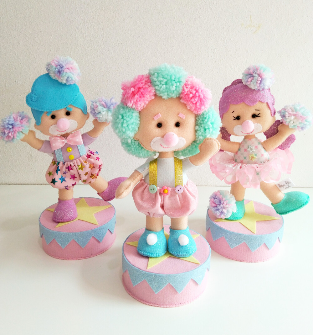 Centro de mesa Circo baby rosa em feltro