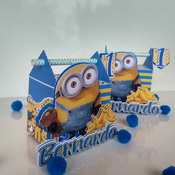 Caixa Canudo 3d Minions