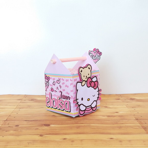 Caixa Canudo Personalizada Hello Kitty