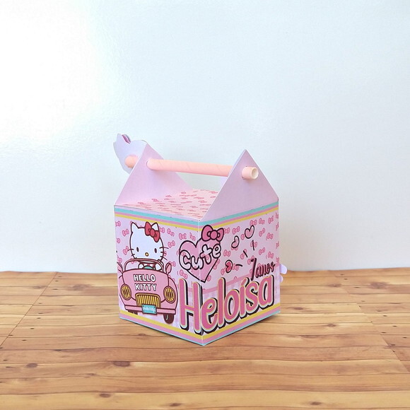 Caixa Canudo Personalizada Hello Kitty