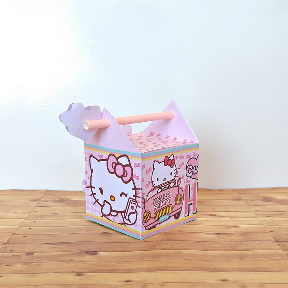 Caixa Canudo Personalizada Hello Kitty