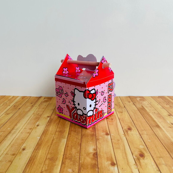 Caixa Canudo Personalizada Hello Kitty Vermelha
