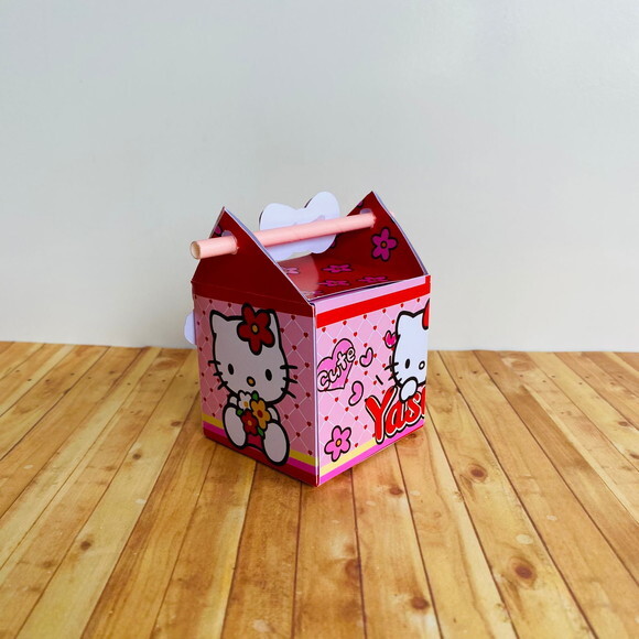 Caixa Canudo Personalizada Hello Kitty Vermelha