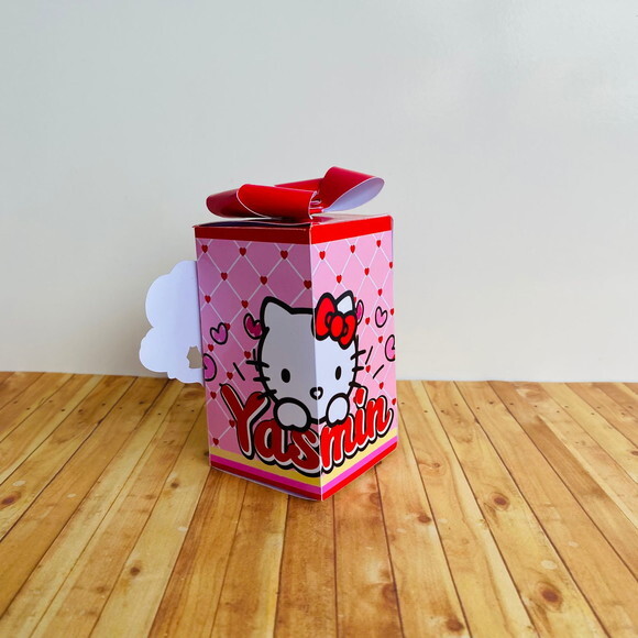 Caixa Laço Personalizada Hello Kitty Vermelha