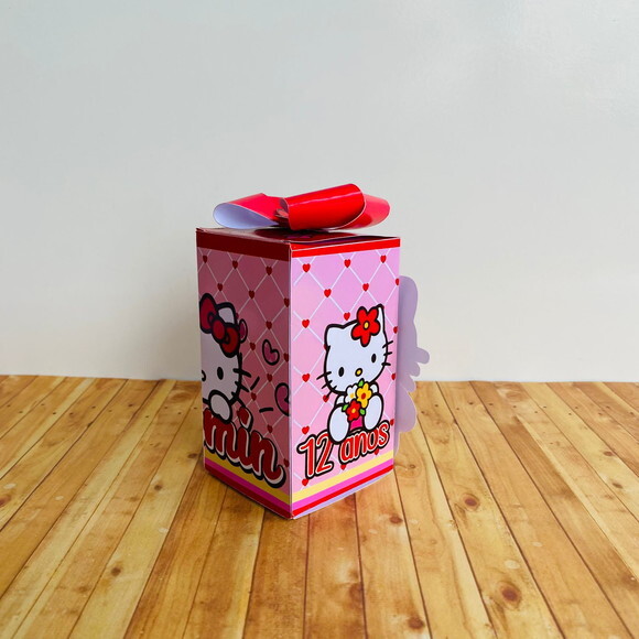 Caixa Laço Personalizada Hello Kitty Vermelha