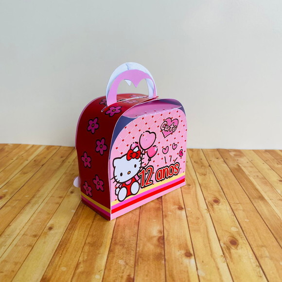 Caixa Maletinha Personalizada Hello Kitty Vermelha