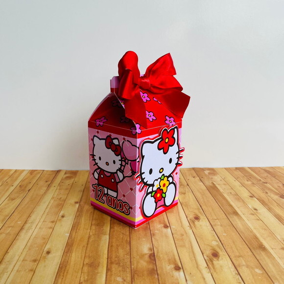 Caixa Milk Personalizada Hello Kitty Vermelha