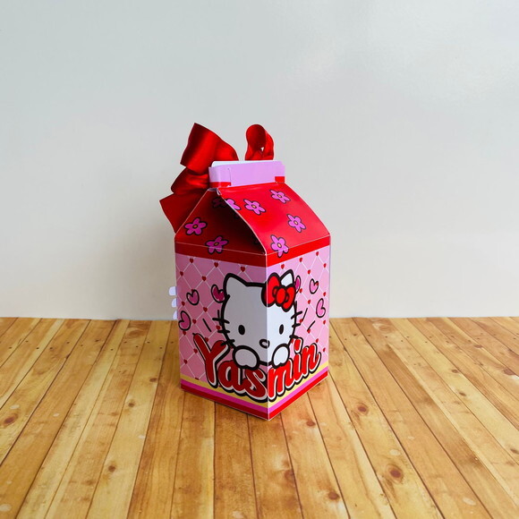Caixa Milk Personalizada Hello Kitty Vermelha