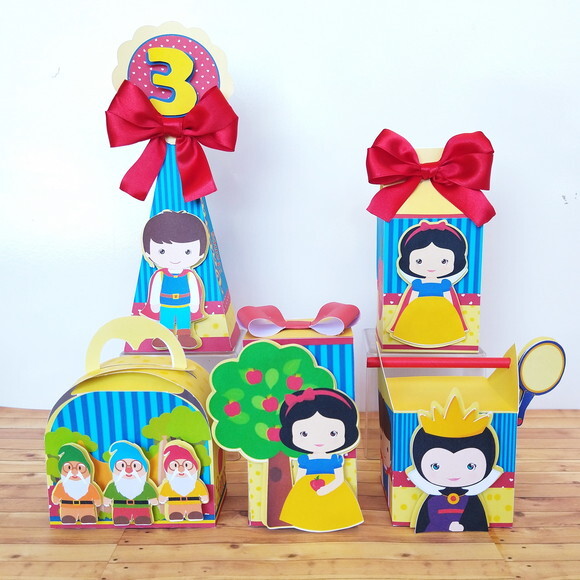 Kit 15 Caixas Personalizadas Branca de Neve Cute