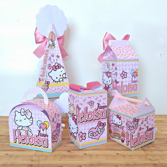 Kit 15 Caixas Personalizas Hello Kitty