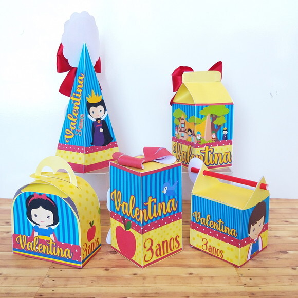 Kit 40 Caixas Personalizadas Branca de Neve Cute