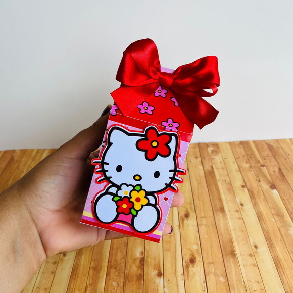Kit 50 Caixas Personalizas Hello Kitty Vermelha