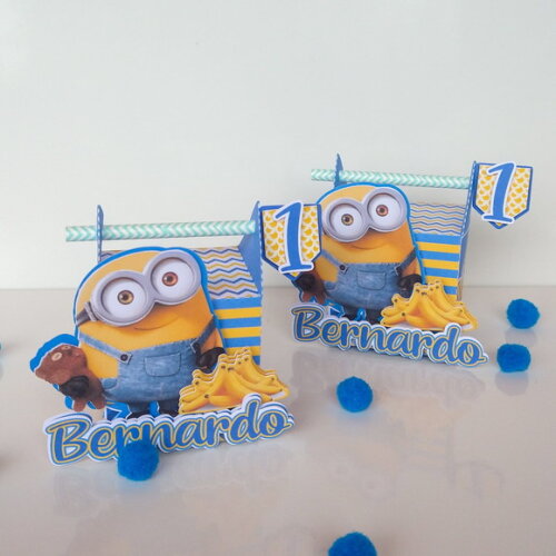 Caixa Canudo 3d Minions