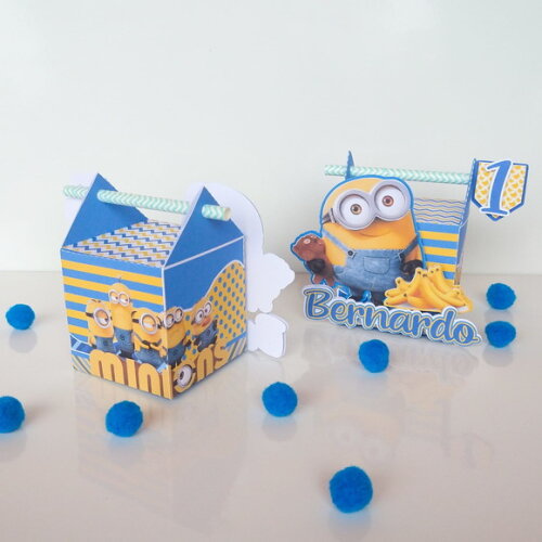 Caixa Canudo 3d Minions