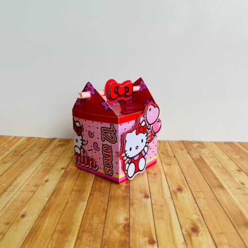Caixa Canudo Personalizada Hello Kitty Vermelha