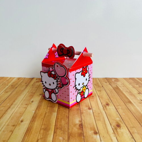 Caixa Canudo Personalizada Hello Kitty Vermelha