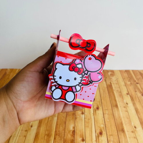 Caixa Canudo Personalizada Hello Kitty Vermelha