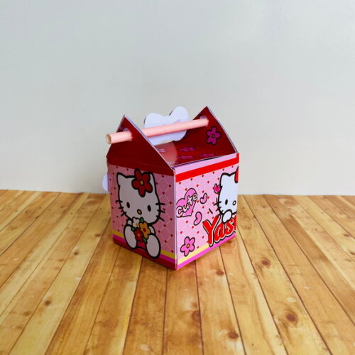Caixa Canudo Personalizada Hello Kitty Vermelha