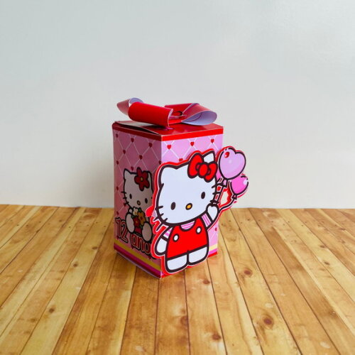 Caixa Laço Personalizada Hello Kitty Vermelha