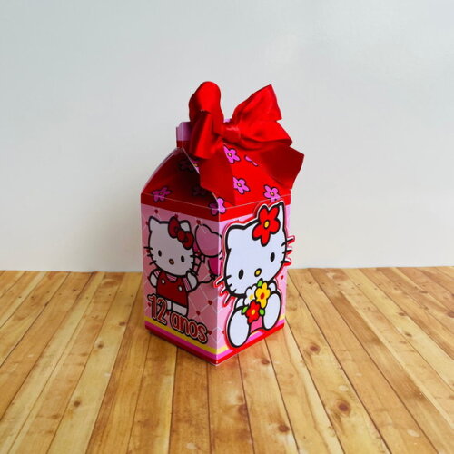 Caixa Milk Personalizada Hello Kitty Vermelha