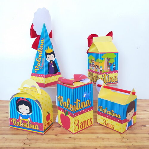 Kit 15 Caixas Personalizadas Branca de Neve Cute