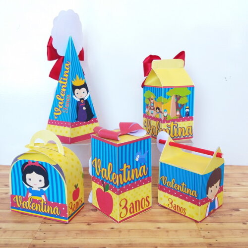 Kit 20 Caixas Personalizadas Branca de Neve Cute