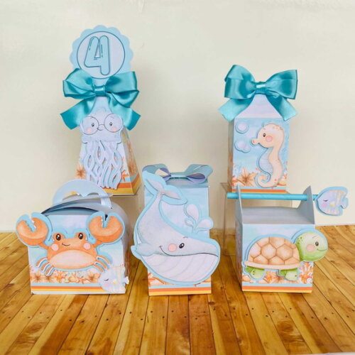 Kit 25 Caixas Personalizadas Fundo do Mar
