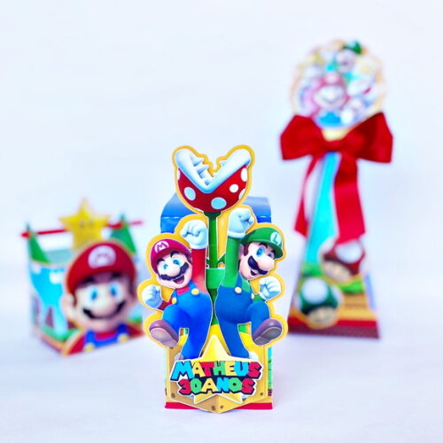 Kit 30 Caixas Personalizadas Super Mario Bros