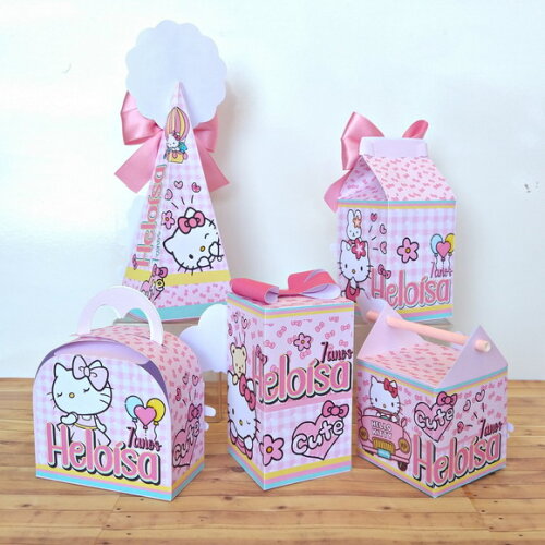 Kit 50 Caixas Personalizas Hello Kitty
